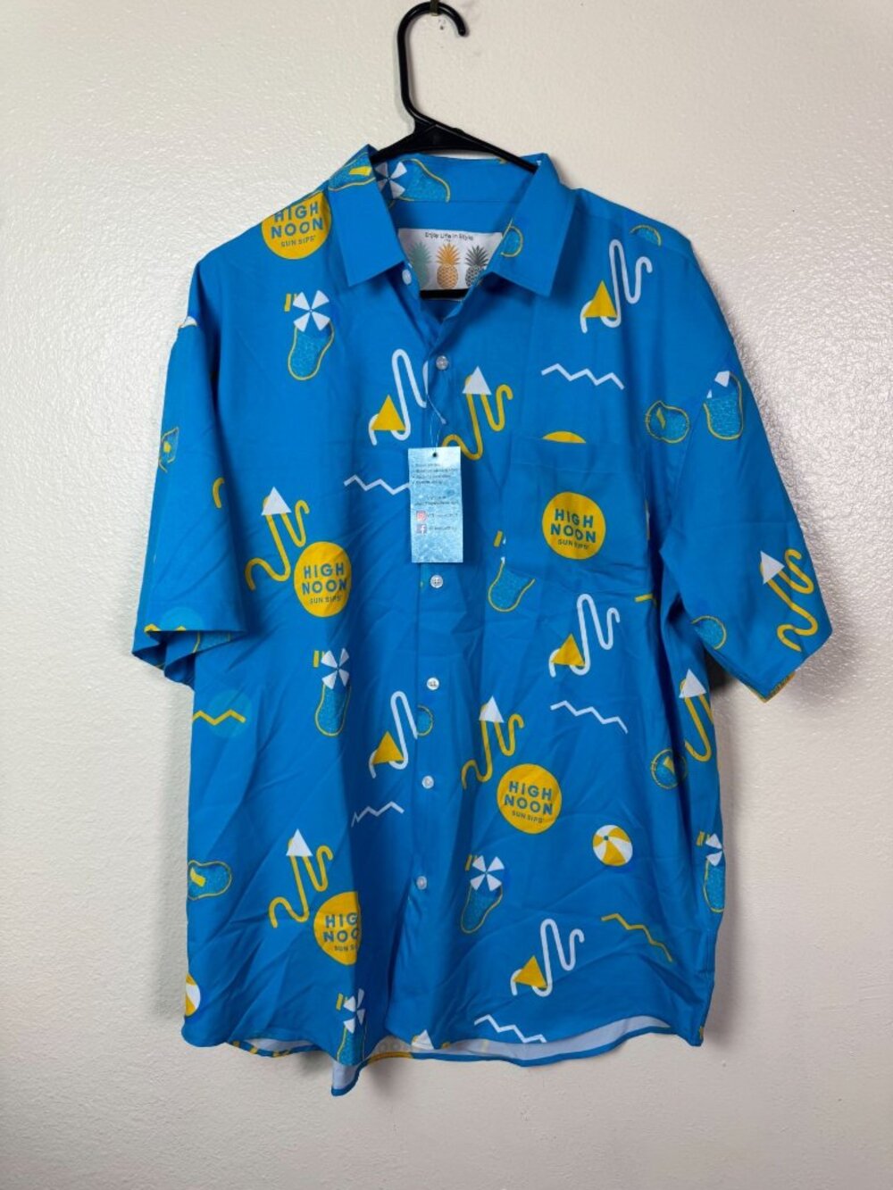 NWT Tropical Bros High Noon Button Up Shirt Blue Size XL Summer Beach Lightweigh